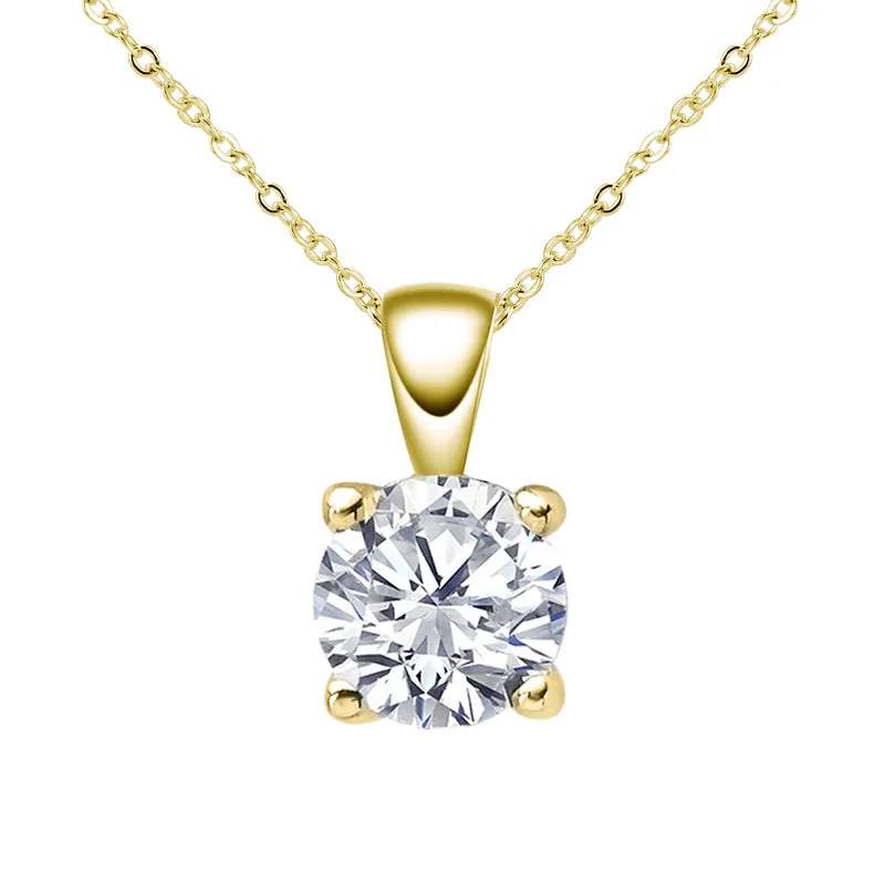 1CT Round Cut Moissanite Diamond Pendant Necklace