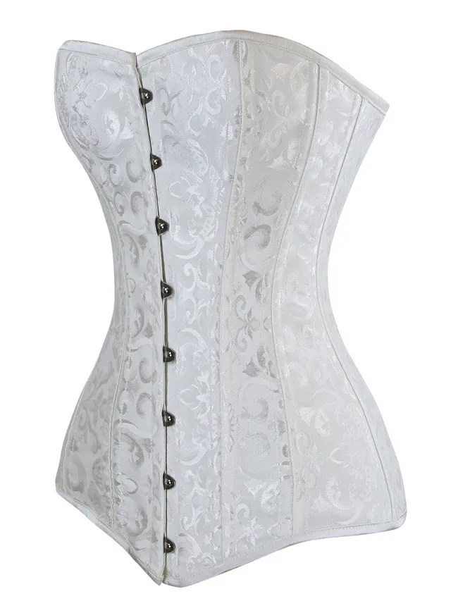 26 Steel Boned Brocade Long Torso Hourglass Body Shaper Corset