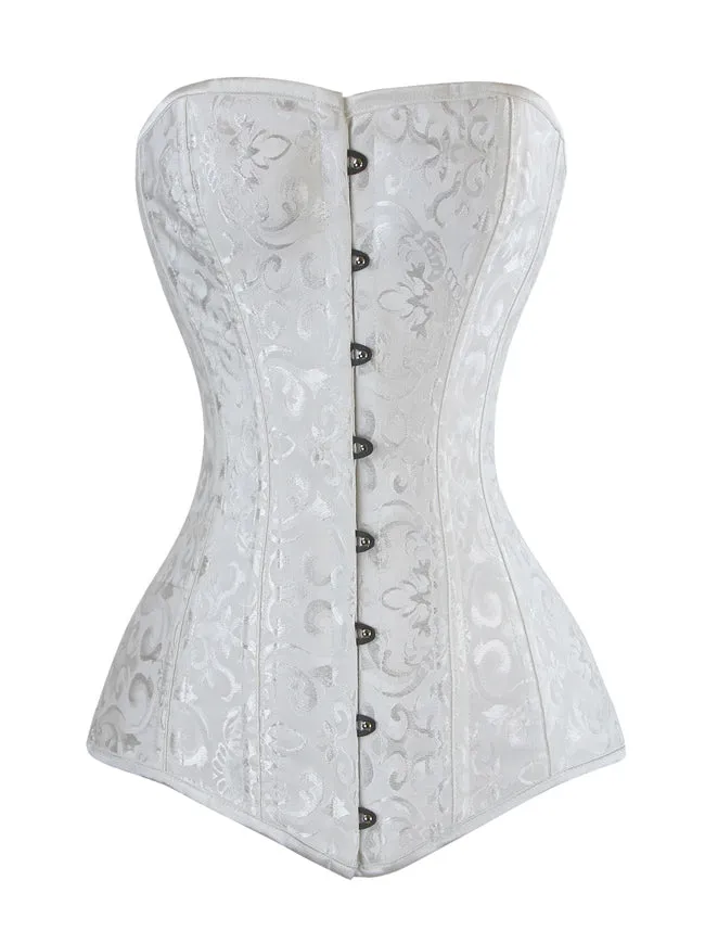 26 Steel Boned Brocade Long Torso Hourglass Body Shaper Corset