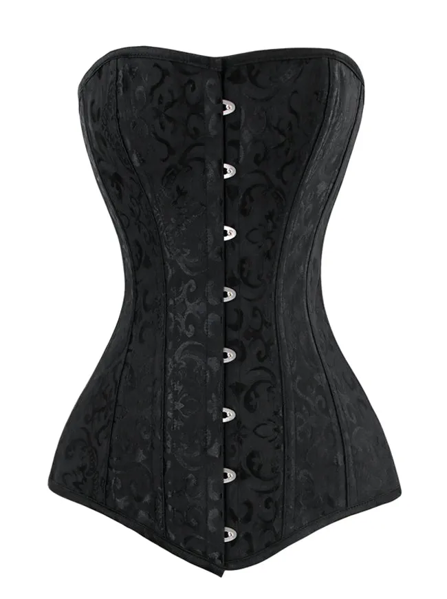 26 Steel Boned Brocade Long Torso Hourglass Body Shaper Corset