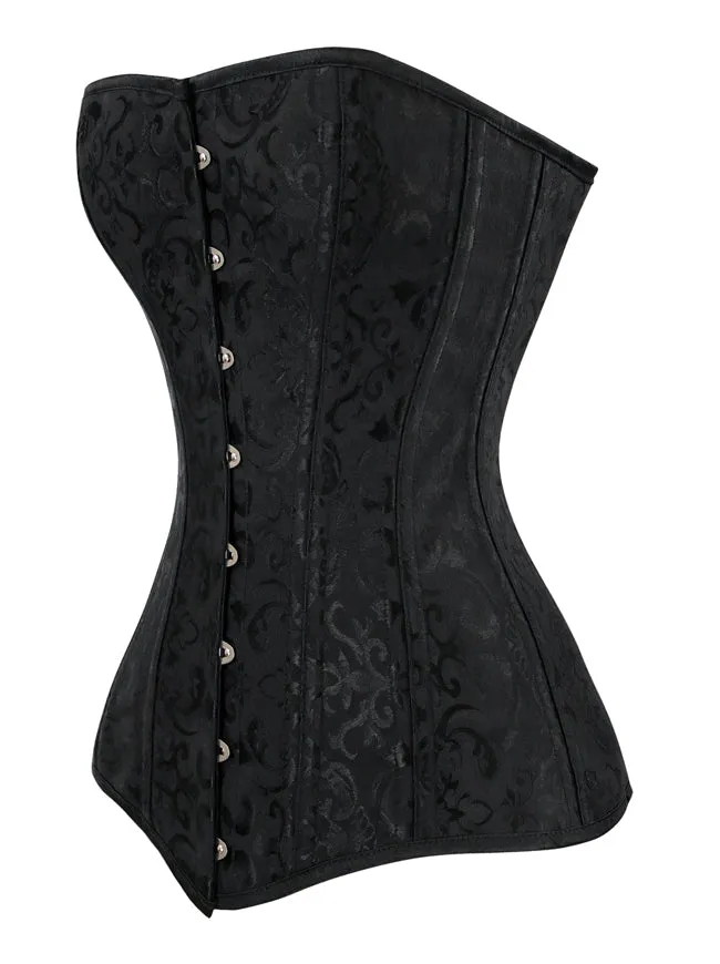 26 Steel Boned Brocade Long Torso Hourglass Body Shaper Corset