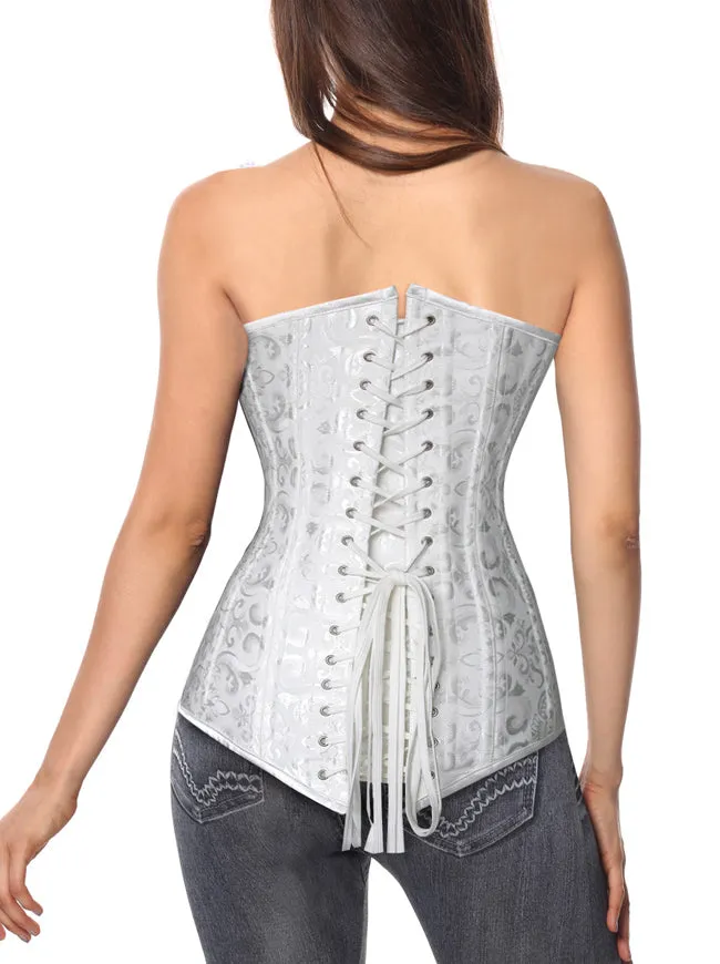 26 Steel Boned Brocade Long Torso Hourglass Body Shaper Corset