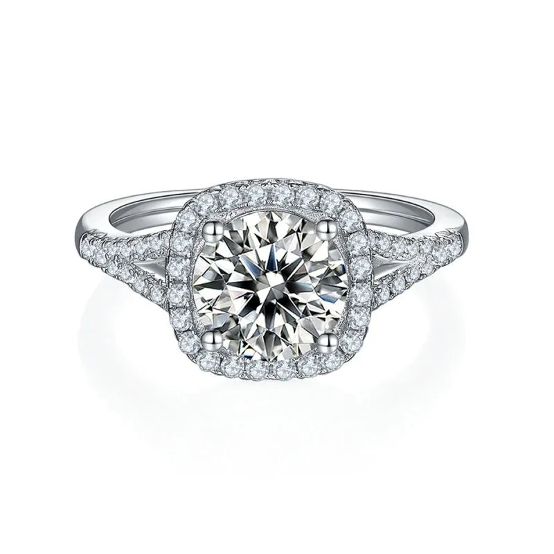 2ct Round Cut Moissanite Halo Ring