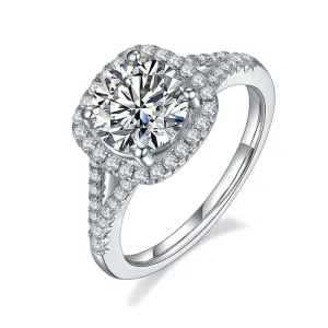 2ct Round Cut Moissanite Halo Ring