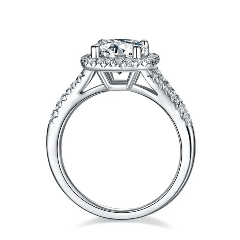 2ct Round Cut Moissanite Halo Ring