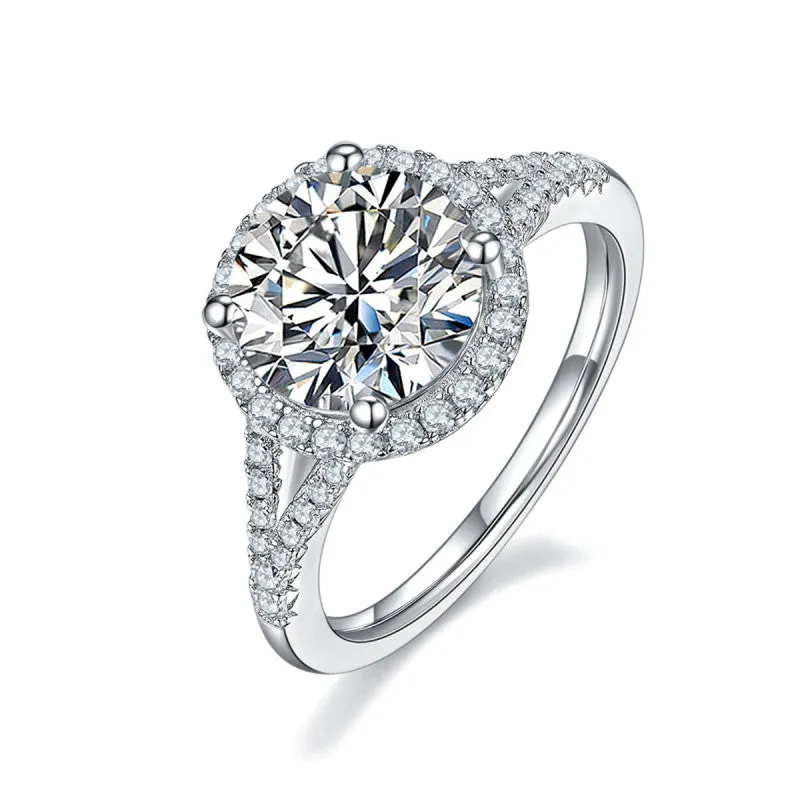 3ct Round Cut Moissanite Halo Ring