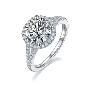 3ct Round Cut Moissanite Halo Ring