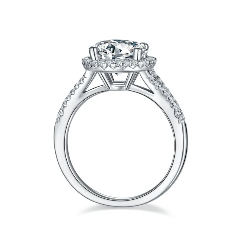 3ct Round Cut Moissanite Halo Ring