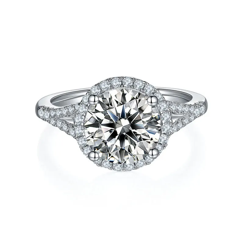 3ct Round Cut Moissanite Halo Ring