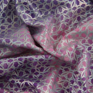 4-Way Stretch Fabric, Chainlink Silver Foiled, Pink & Purple