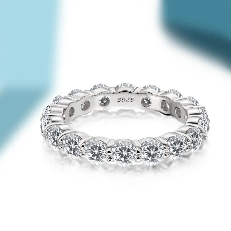 4mm Round Full Eternity Moissanite Ring