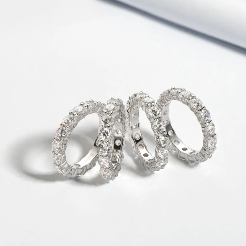 4mm Round Full Eternity Moissanite Ring