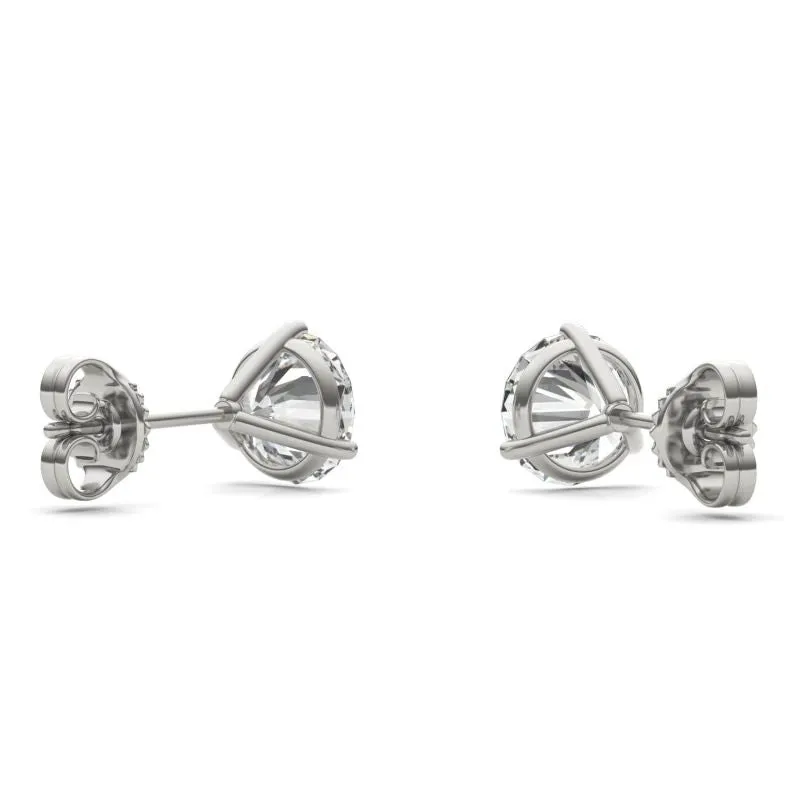 4mm/6.5mm Round Cut Moissanite Three Prong Stud Earrings