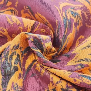 Abstract Lurex Brocade Fabric Orange 150 cm