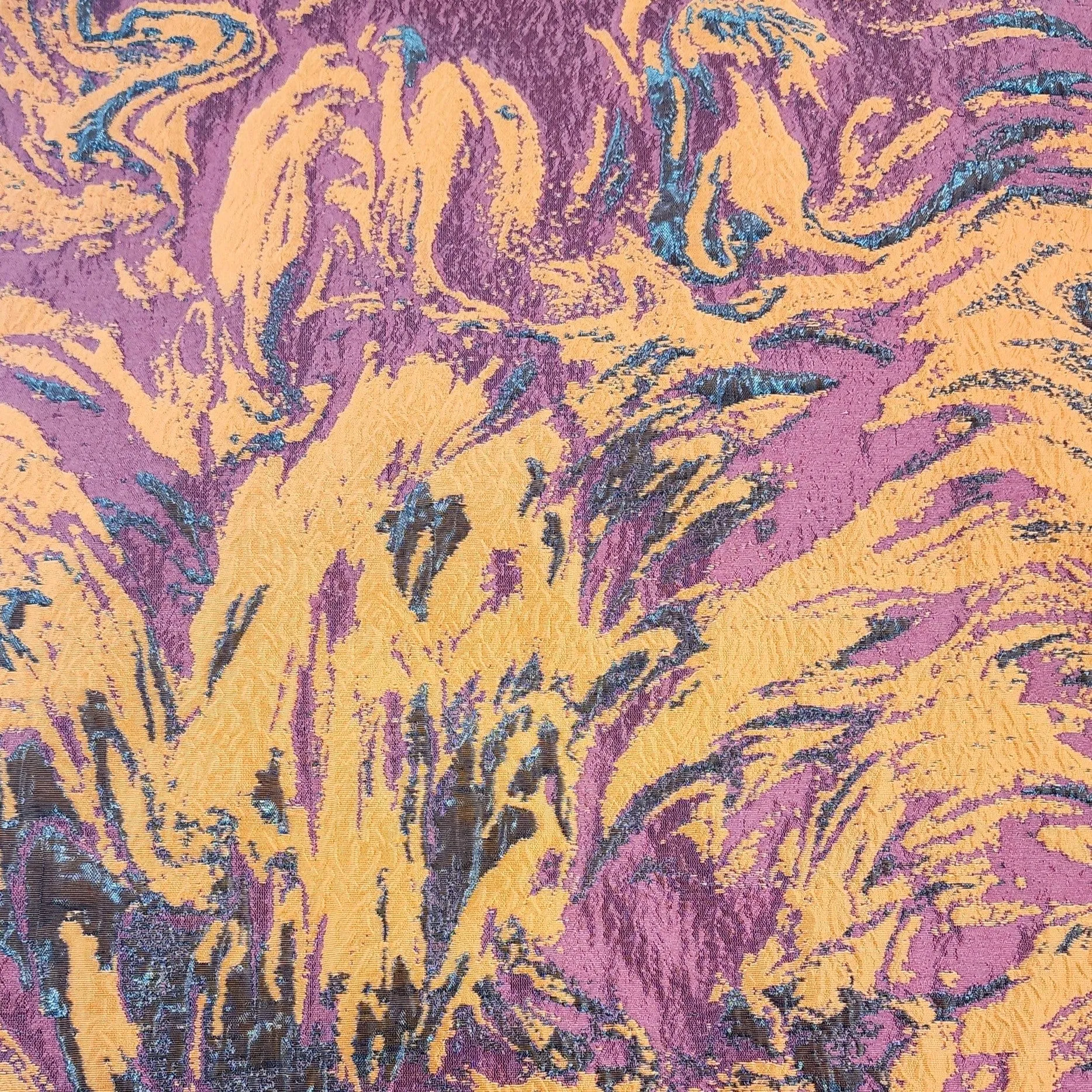 Abstract Lurex Brocade Fabric Orange 150 cm