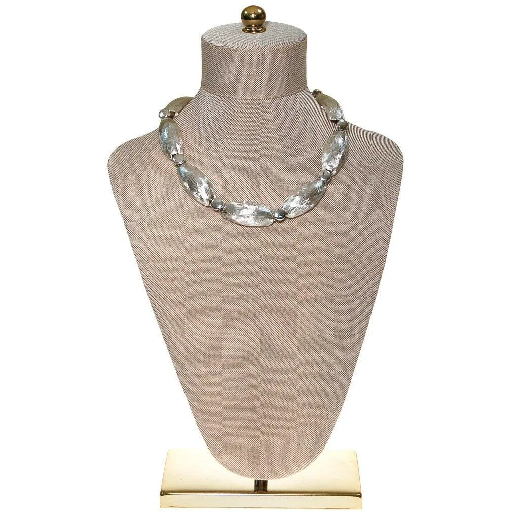 Abstract Modernist Silver Collar Necklace