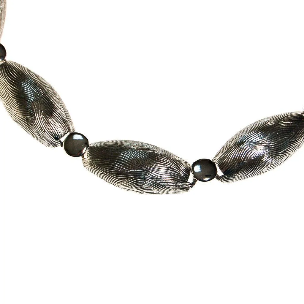 Abstract Modernist Silver Collar Necklace
