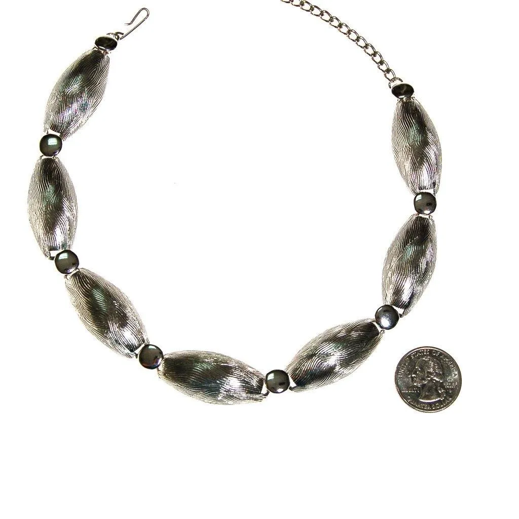 Abstract Modernist Silver Collar Necklace