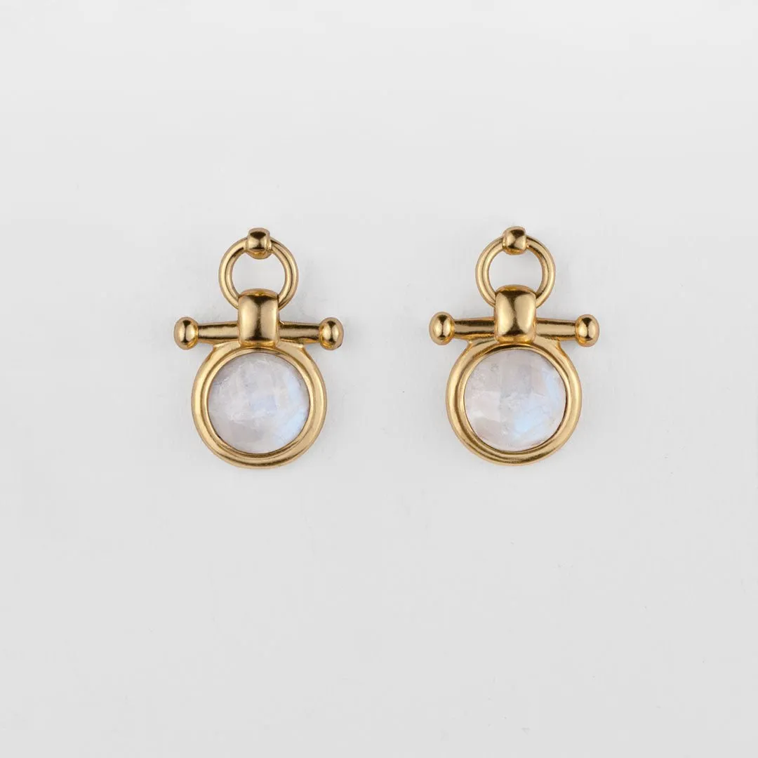 Adele Equestrian Horse Bit Earring Moonstone & 14K Gold Vermeil
