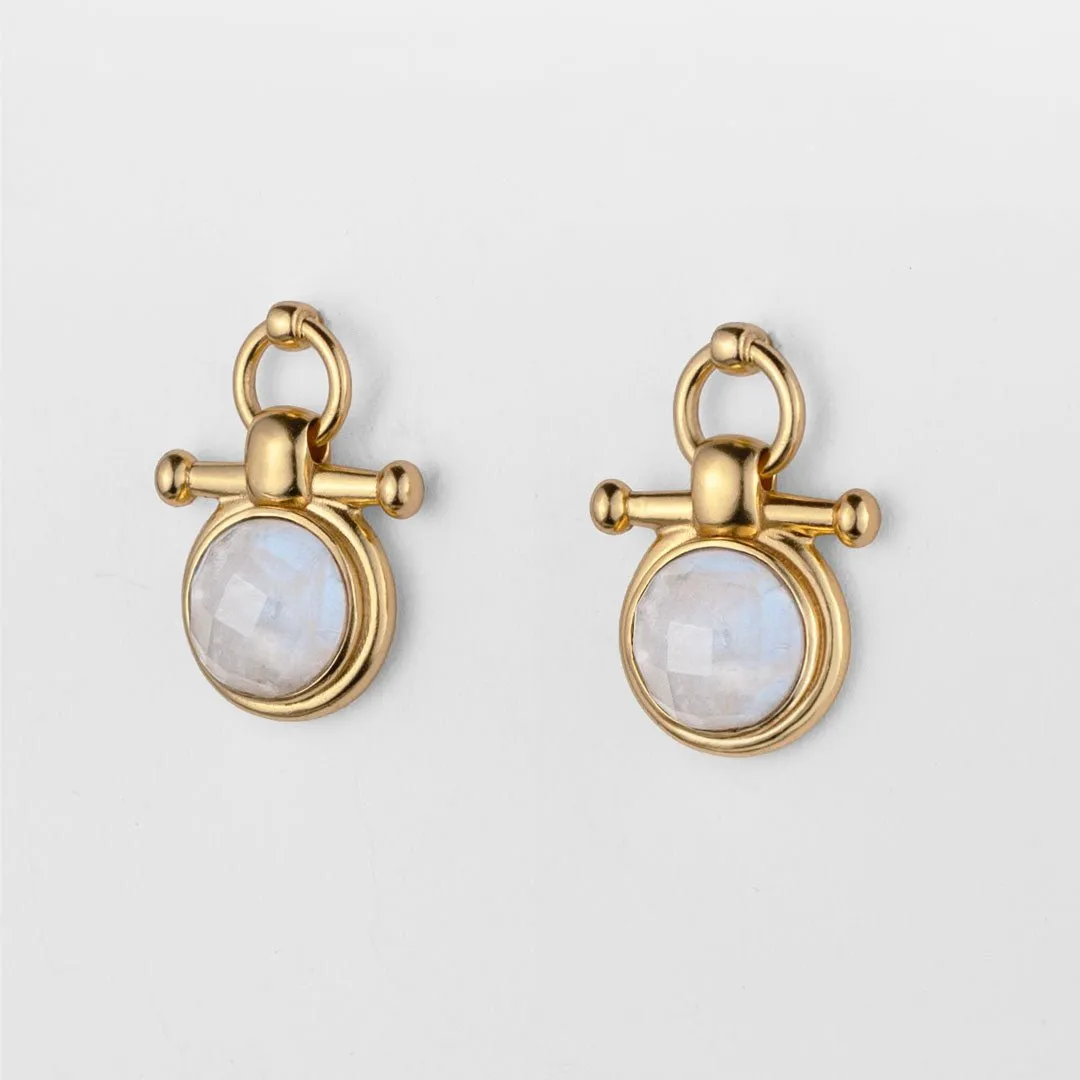 Adele Equestrian Horse Bit Earring Moonstone & 14K Gold Vermeil