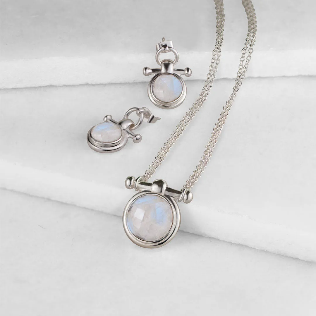 Adele Equestrian Horse Bit Earring Moonstone & Sterling Silver