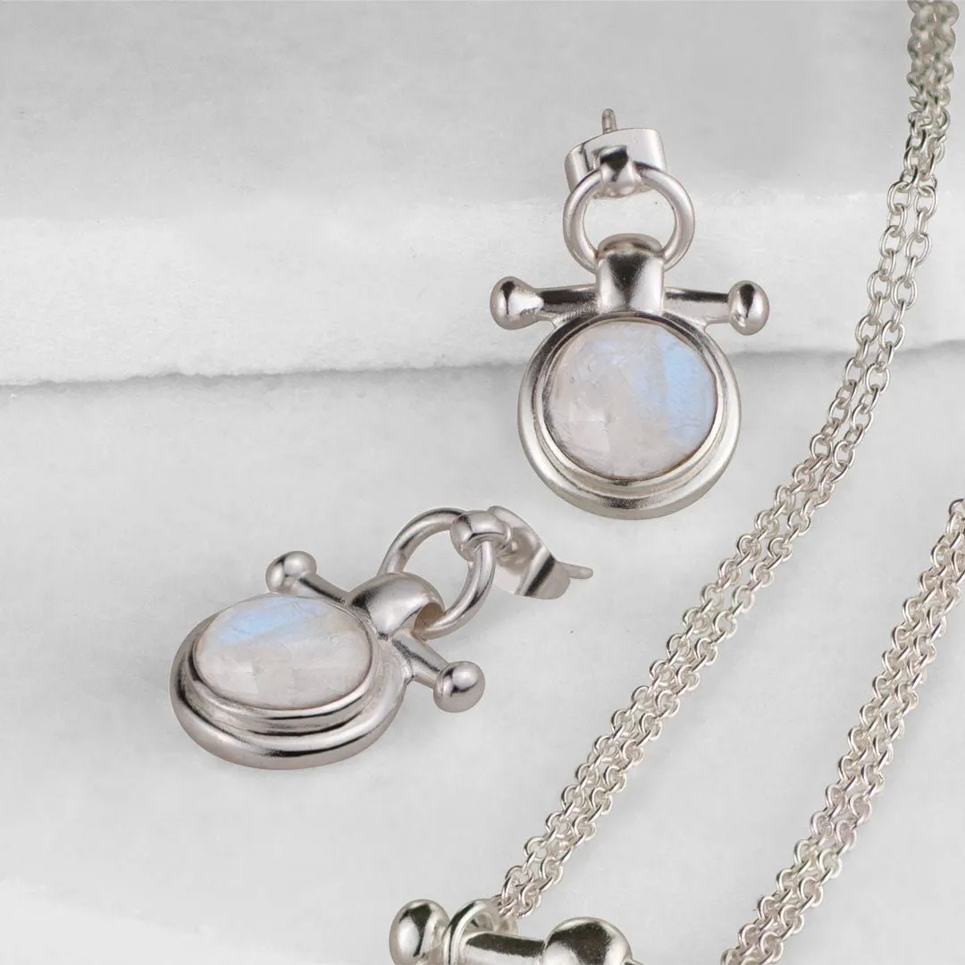 Adele Equestrian Horse Bit Earring Moonstone & Sterling Silver