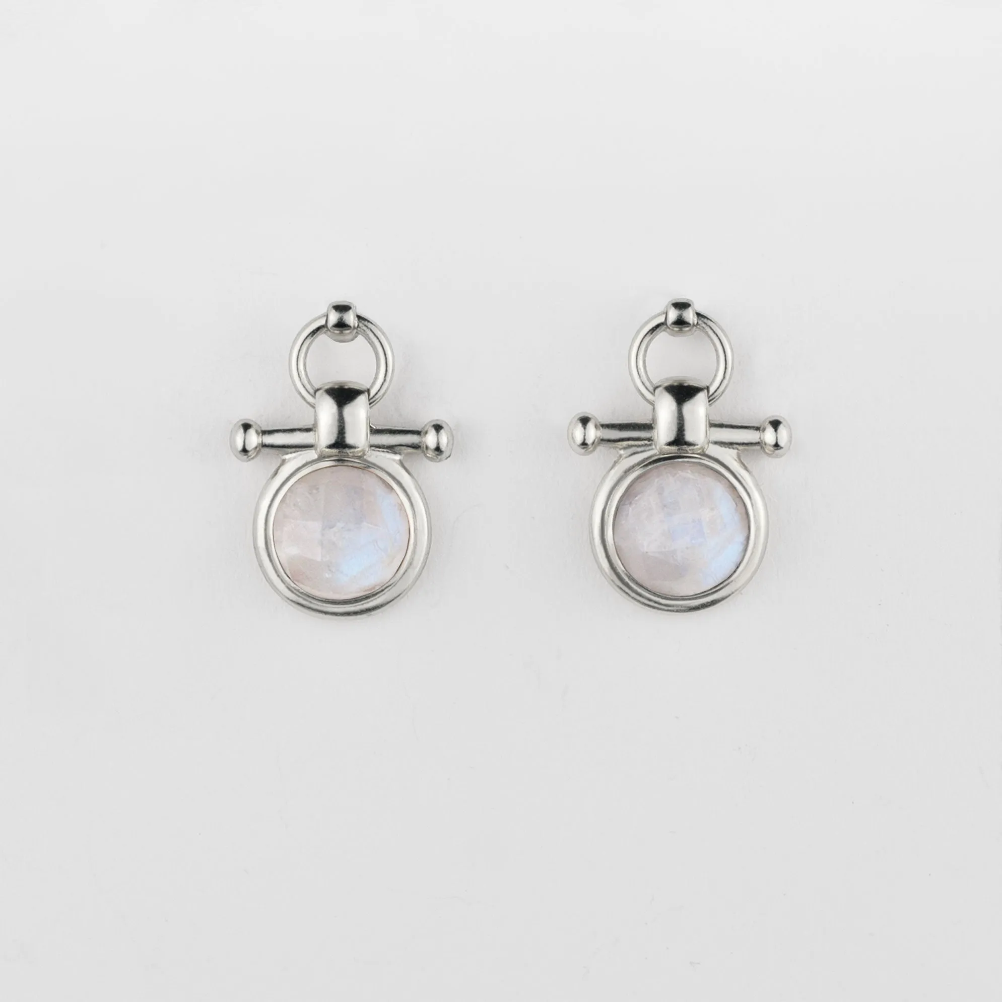 Adele Equestrian Horse Bit Earring Moonstone & Sterling Silver