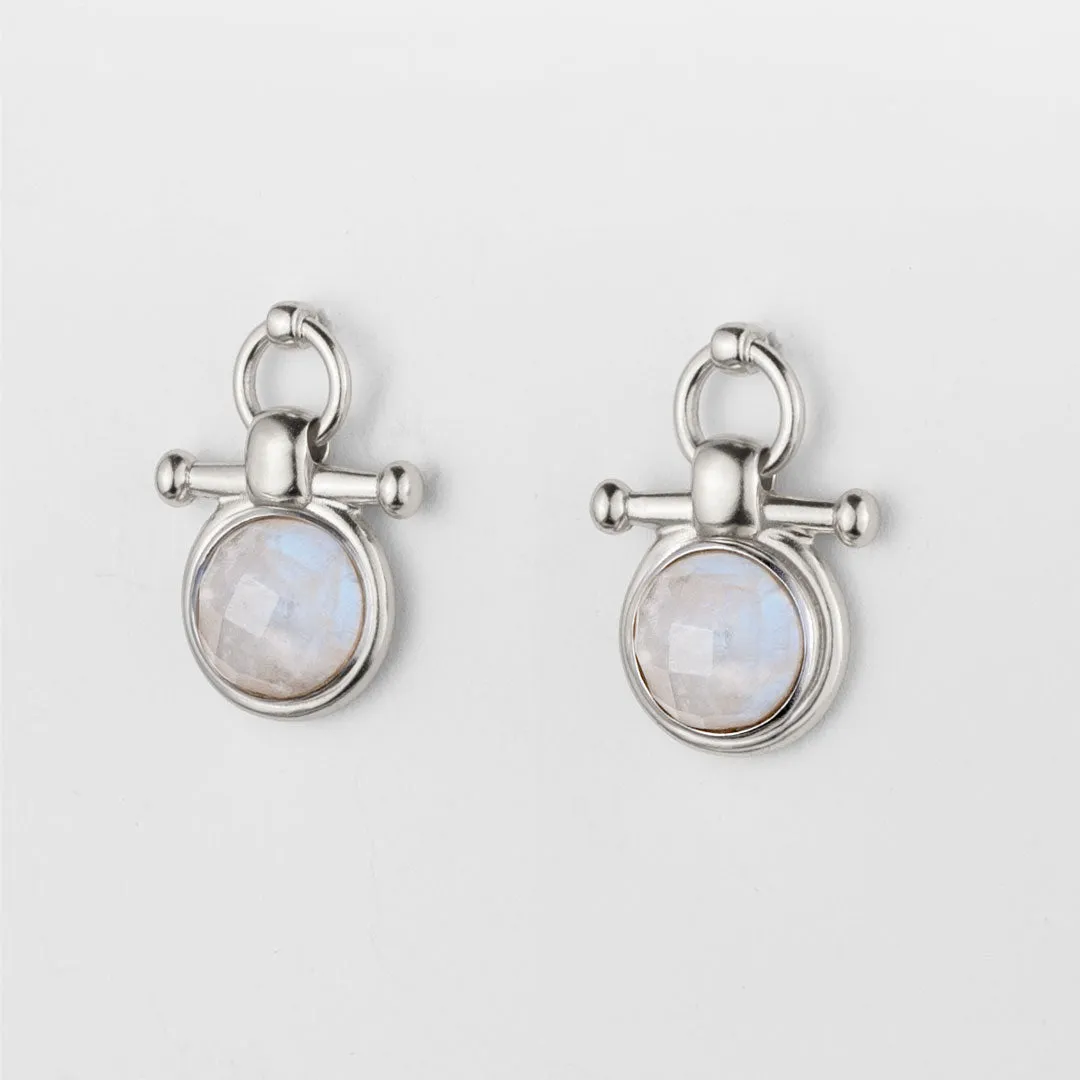 Adele Equestrian Horse Bit Earring Moonstone & Sterling Silver