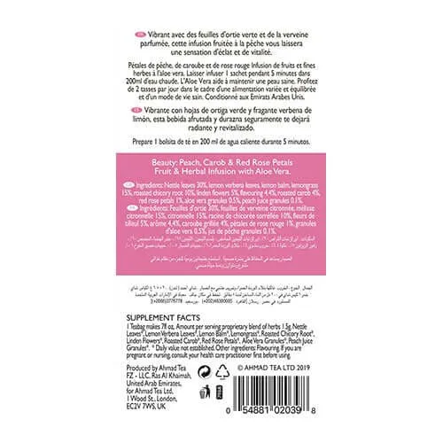 Ahmad Peach, Carob & Rose Petals "Beauty" Infusion 20 teabags