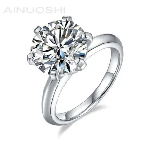 Ainuoshi Round Cut 11mm Moissanite Diamond Six-prong Solitaire Ring