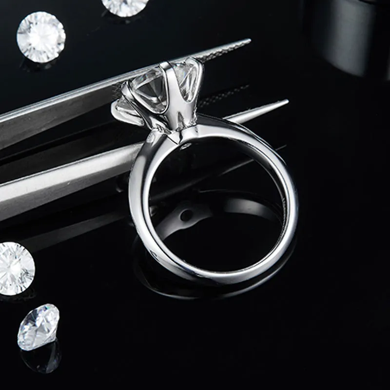 Ainuoshi Round Cut 11mm Moissanite Diamond Six-prong Solitaire Ring