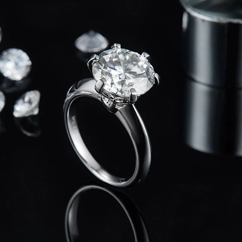 Ainuoshi Round Cut 11mm Moissanite Diamond Six-prong Solitaire Ring