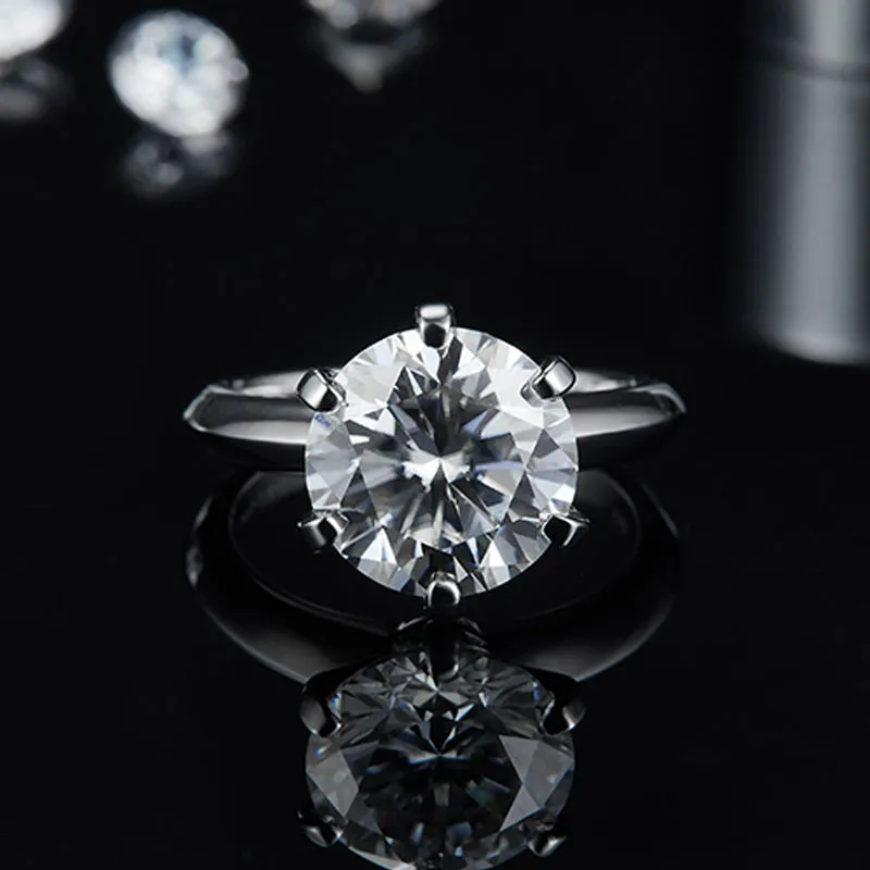 Ainuoshi Round Cut 11mm Moissanite Diamond Six-prong Solitaire Ring