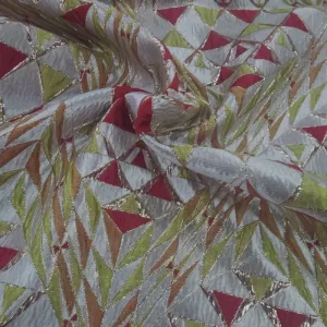 Alexa Brocade Fabric Mustard/Red 150 cm