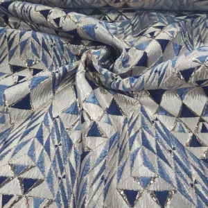 Alexa Brocade Fabric Navy/Powder 150 cm