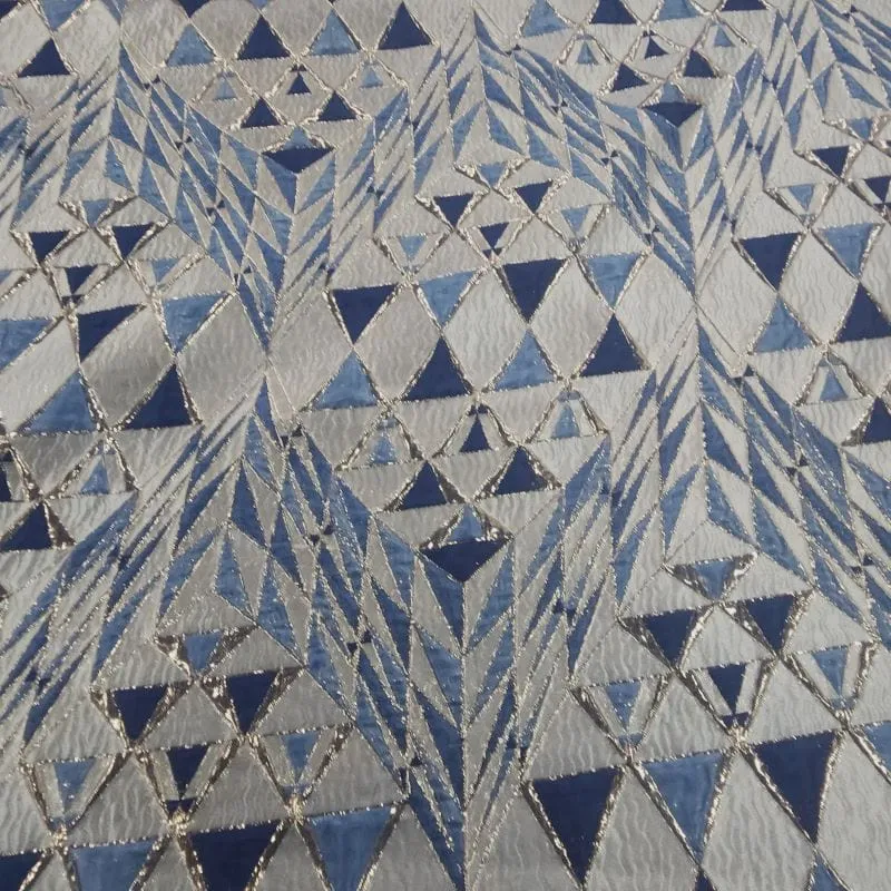 Alexa Brocade Fabric Navy/Powder 150 cm