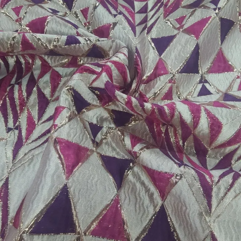 Alexa Brocade Fabric Purple/Magenta 150 cm