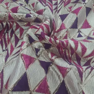 Alexa Brocade Fabric Purple/Magenta 150 cm