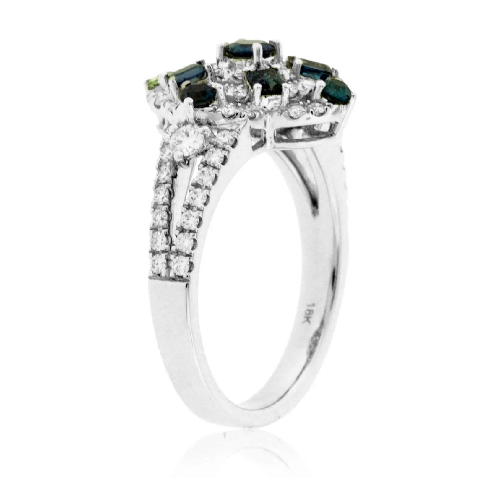Alexandrite & Diamond Burst Halo Style Ring
