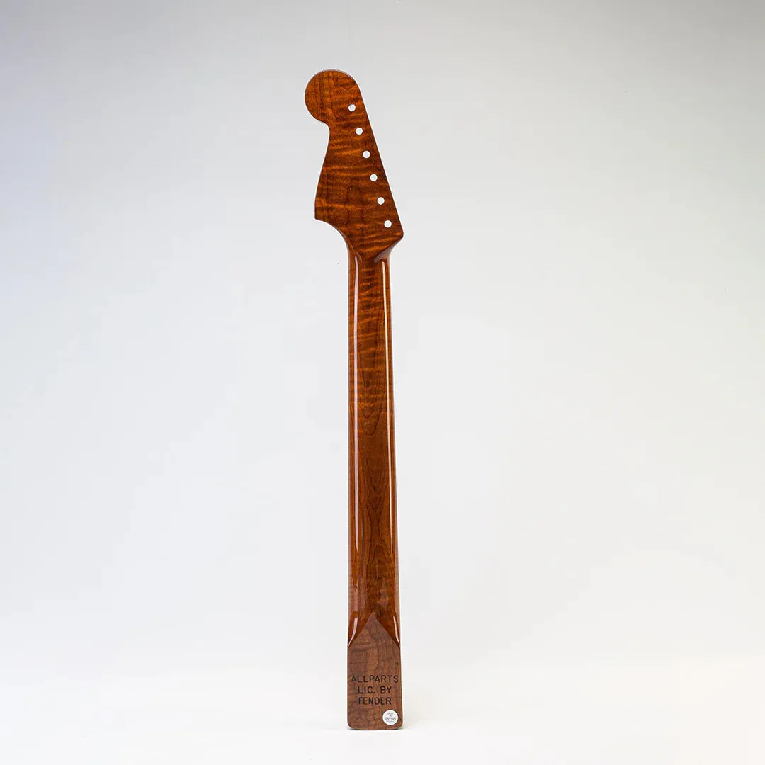 Allparts Select "Licensed by Fender®" AAA  Roasted Flame Maple Vintage Deluxe Replacement Neck for Jazzmaster® - Nitro Finish - Bound with Block Inlays