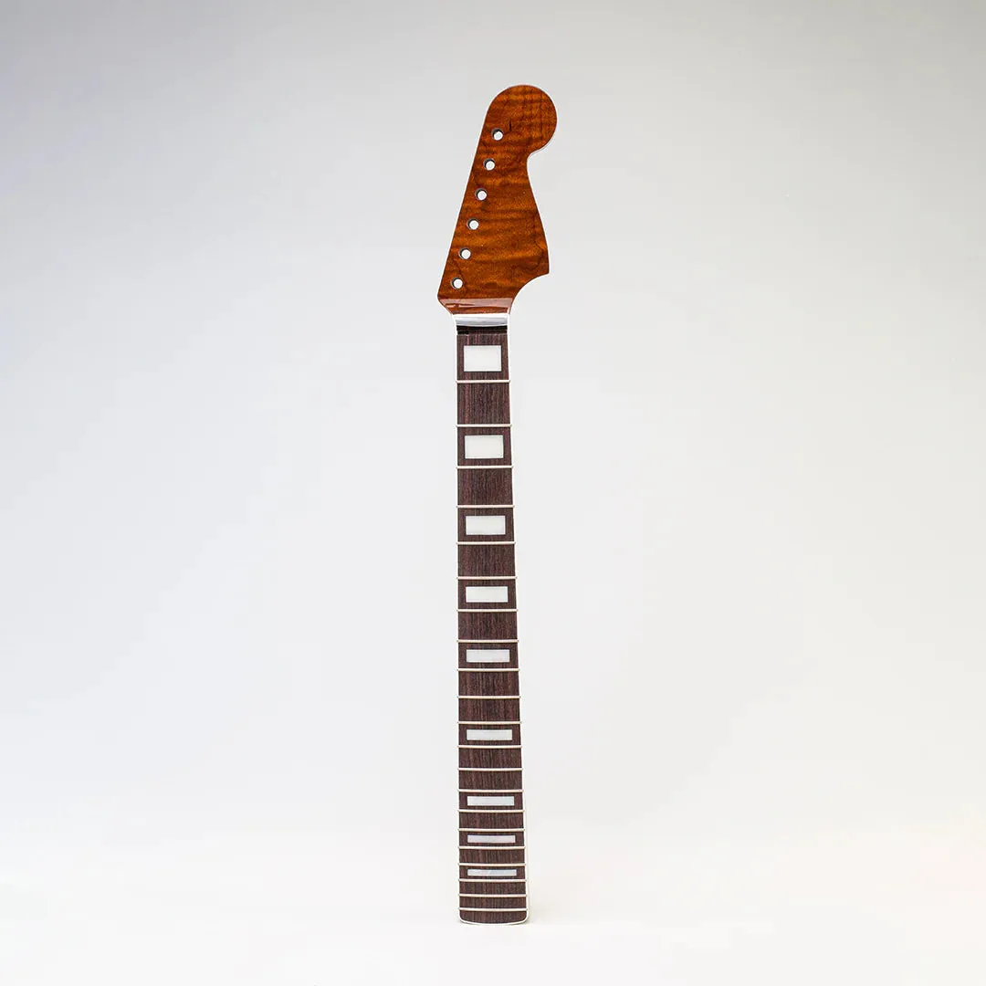 Allparts Select "Licensed by Fender®" AAA  Roasted Flame Maple Vintage Deluxe Replacement Neck for Jazzmaster® - Nitro Finish - Bound with Block Inlays