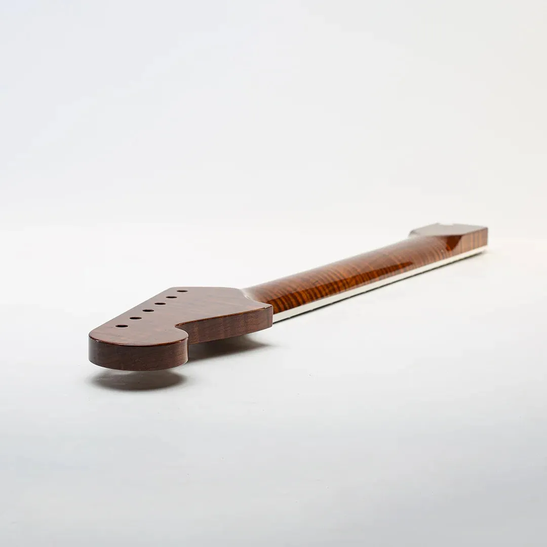Allparts Select "Licensed by Fender®" AAA  Roasted Flame Maple Vintage Deluxe Replacement Neck for Jazzmaster® - Nitro Finish - Bound with Block Inlays
