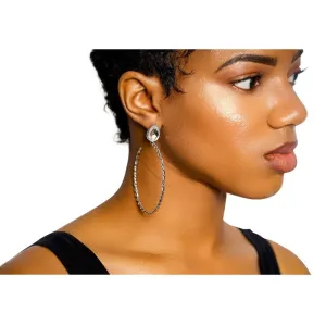 Amina twisted rhinestone hoop earrings