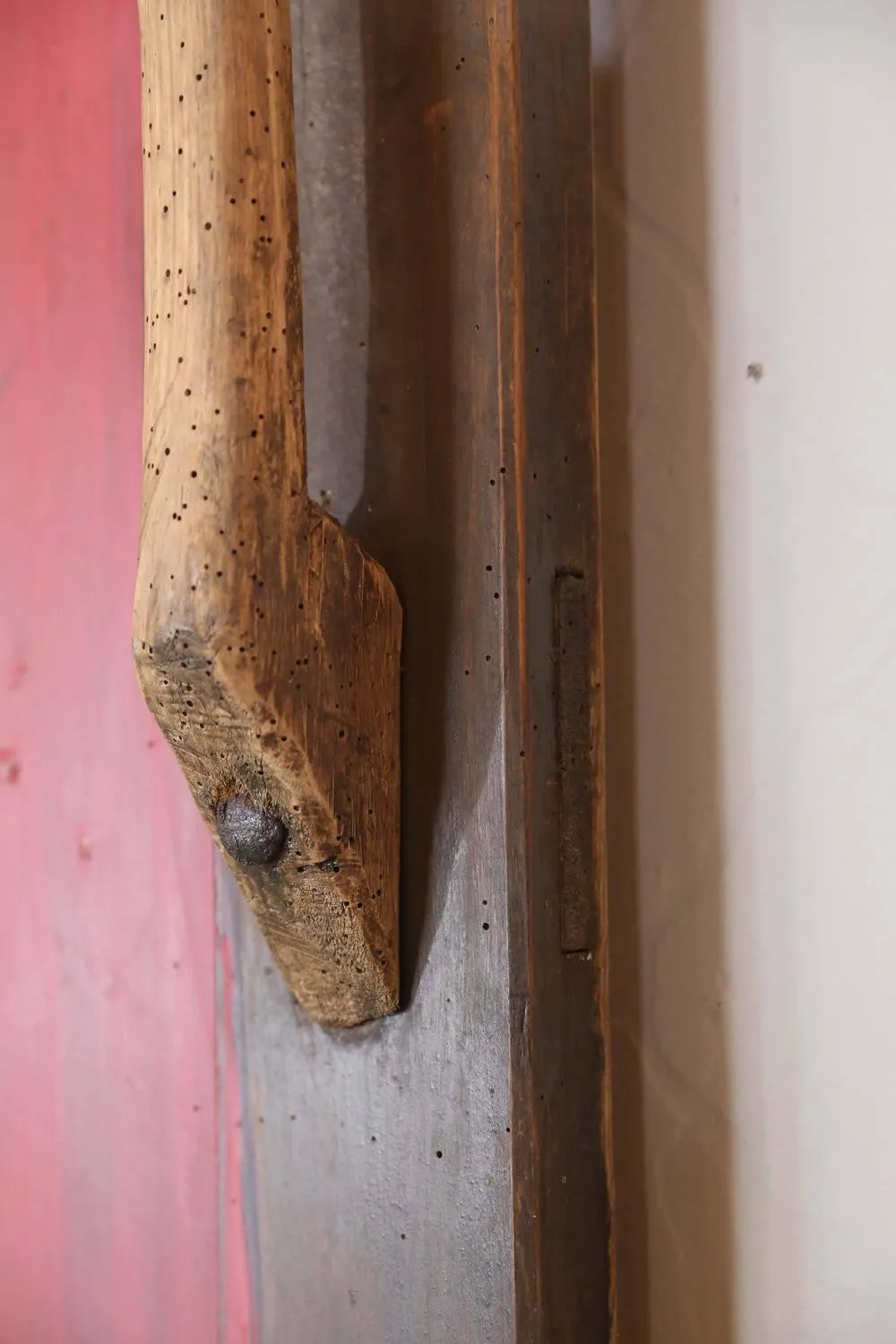 Antique French Barn Door with Flag Painting