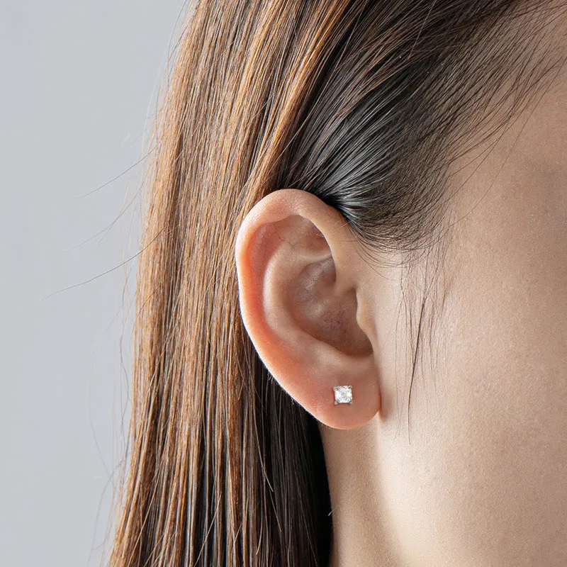 Asscher Cut Moissanite Diamond Classic Stud Earrings