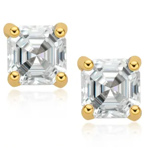 Asscher Cut Moissanite Diamond Classic Stud Earrings