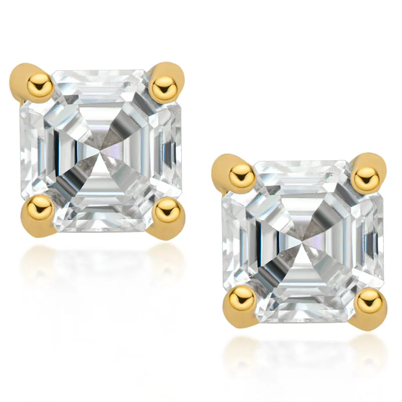 Asscher Cut Moissanite Diamond Classic Stud Earrings