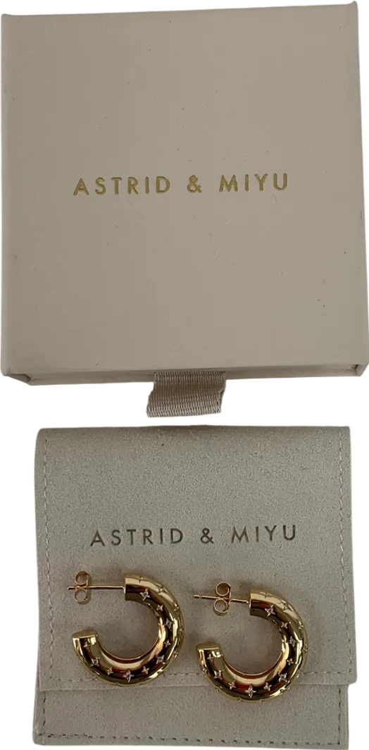 Astrid & Miyu Metallic Cosmic Star Dome Hoops In Gold One Size