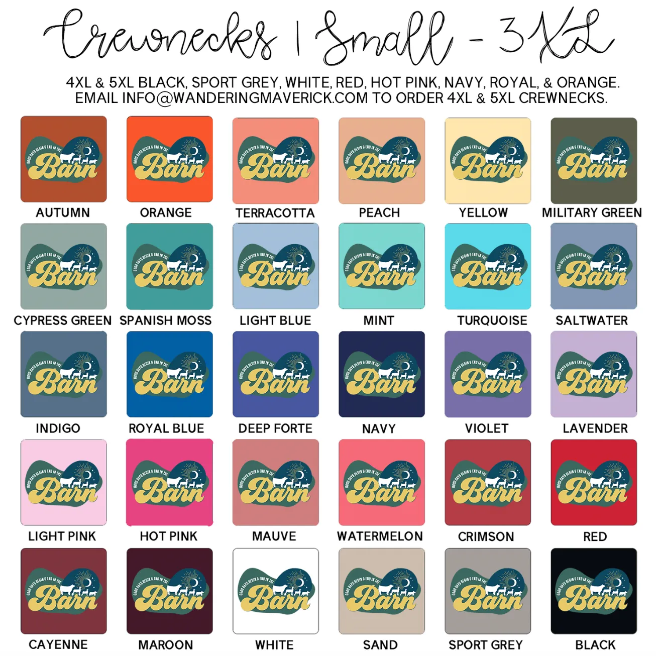 Barn Days Crewneck (S-3XL) - Multiple Colors!