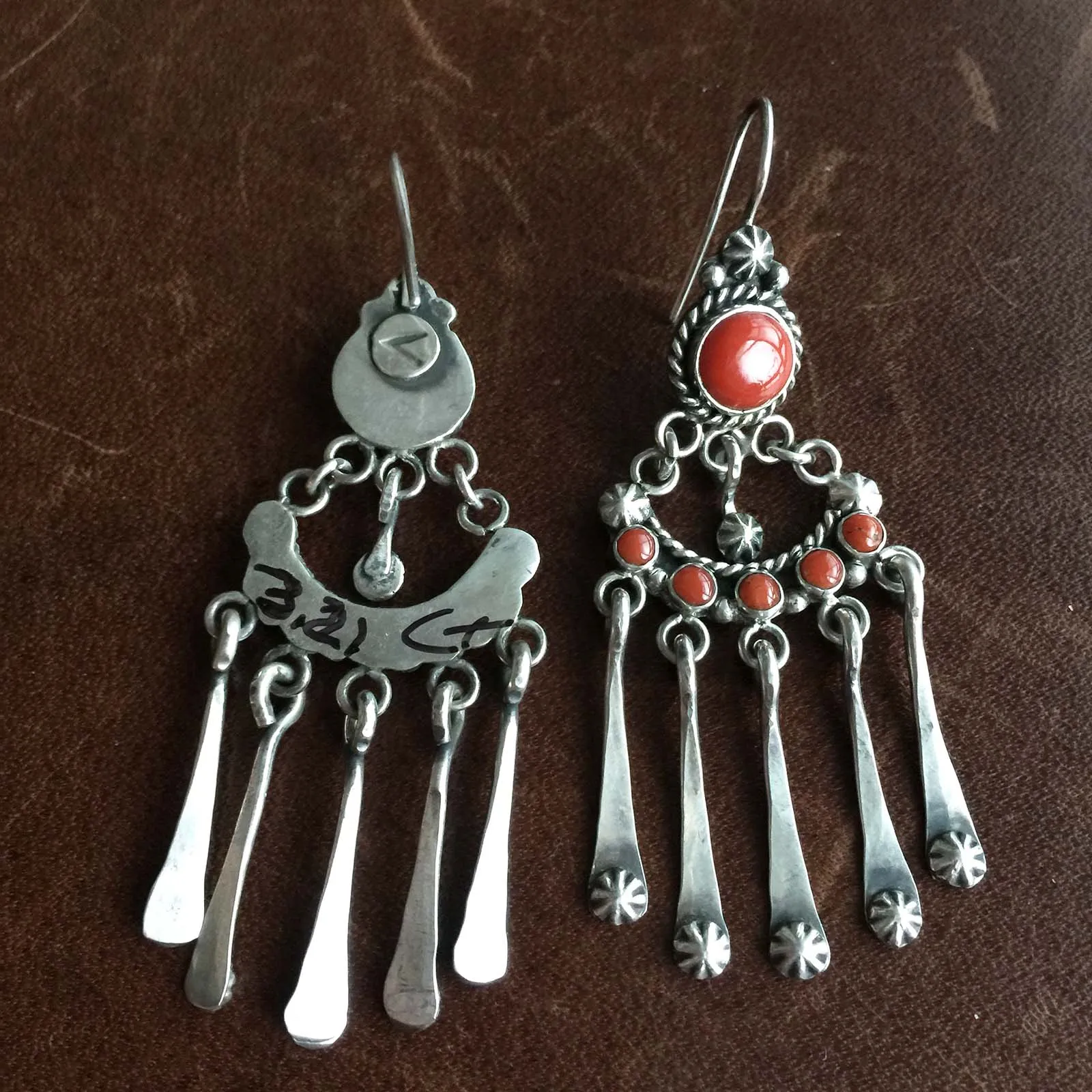 Beautiful Handmade 3.21 Carat Red Coral Sterling Silver Chandelier Earrings